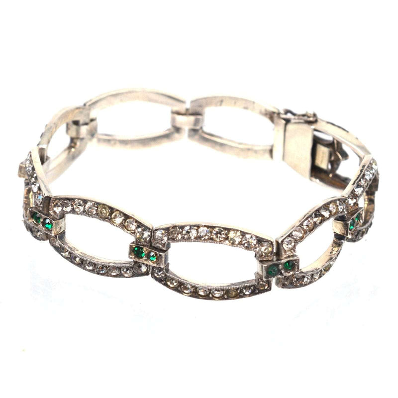 Art Deco Green and White Paste Bracelet