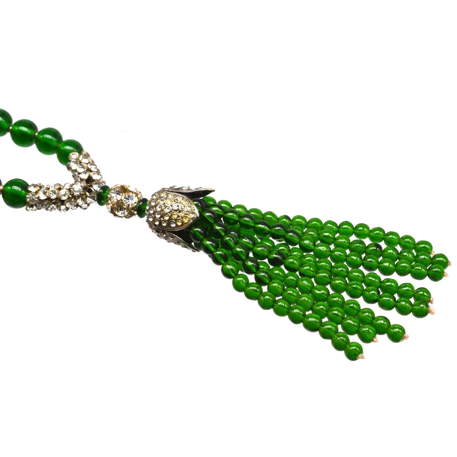 Art Deco Long Bead Green Necklace | Parkin and Gerrish | Antique & Vintage Jewellery