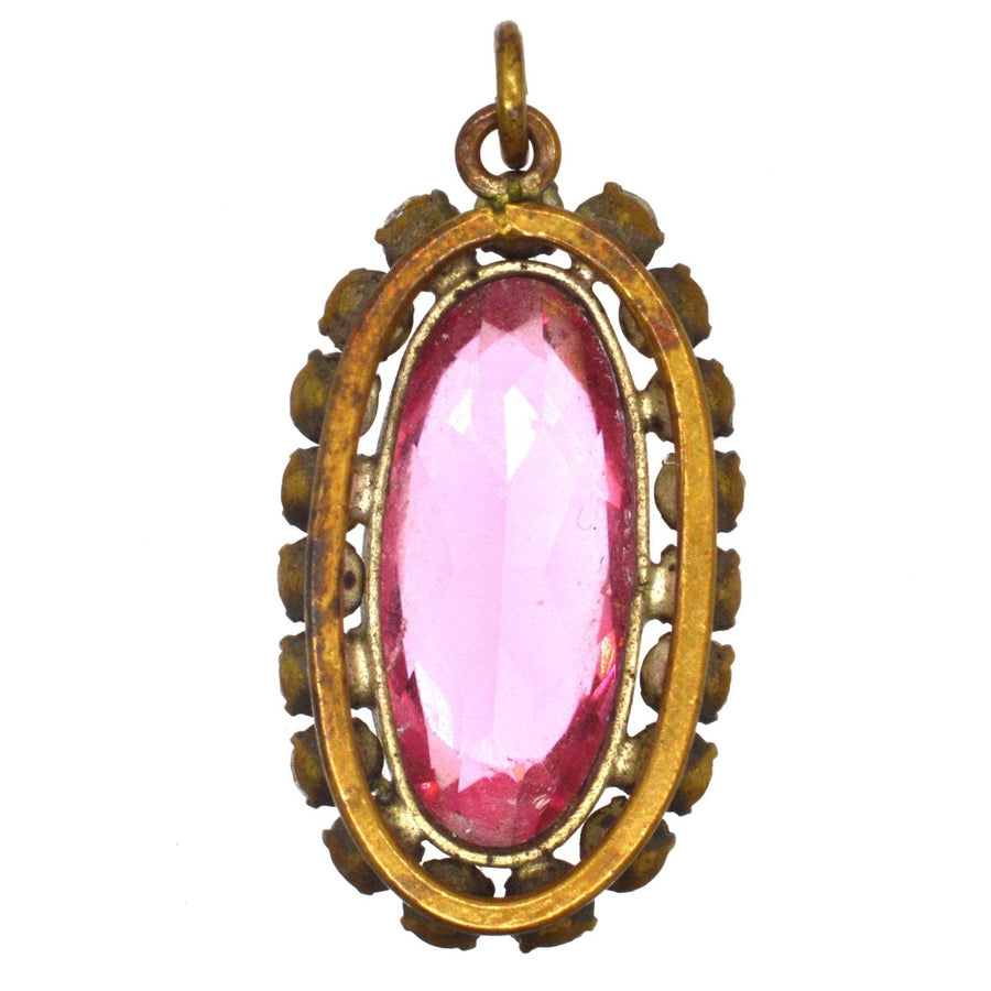 Art Deco Pink and White Paste Cluster Oval Pendant | Parkin and Gerrish | Antique & Vintage Jewellery