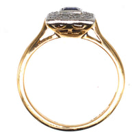Art Deco Platinum & 18ct Gold, Sapphire and Diamond Square Cluster Ring | Parkin and Gerrish (UK)