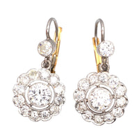 Art Deco Platinum and 18ct Gold, Diamond Cluster Drop Earrings | Parkin and Gerrish (UK)