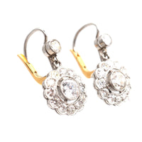 Art Deco Platinum and 18ct Gold, Diamond Cluster Drop Earrings | Parkin and Gerrish (UK)