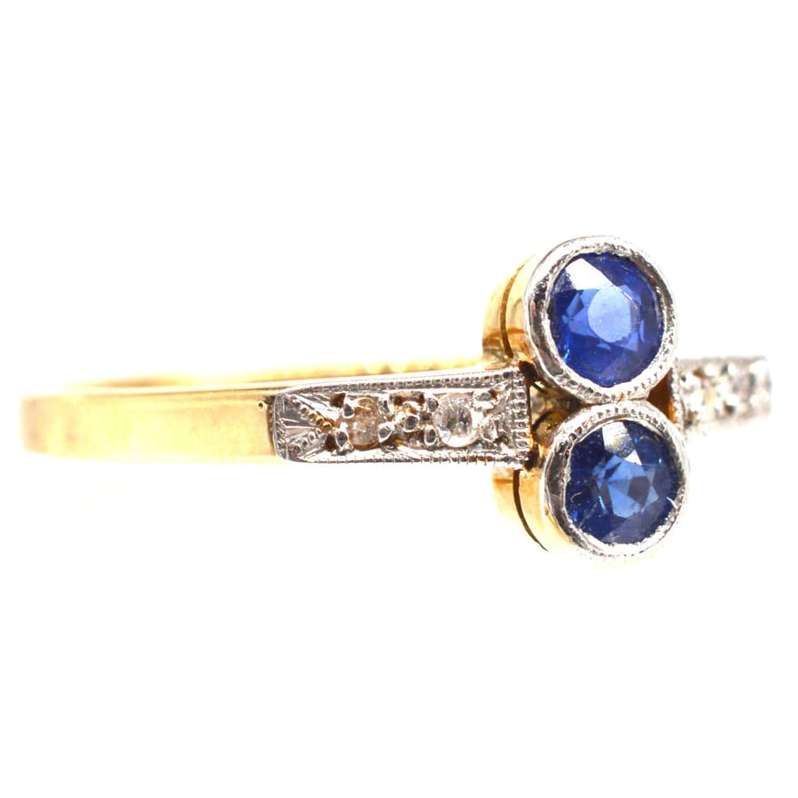 Art Deco Platinum and 18ct Gold Sapphire and Diamond Ring | Parkin and Gerrish | Antique & Vintage Jewellery