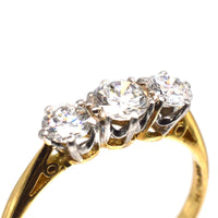 Art Deco Platinum and 18ct Gold Three Stone Diamond Ring | Parkin and Gerrish (UK)