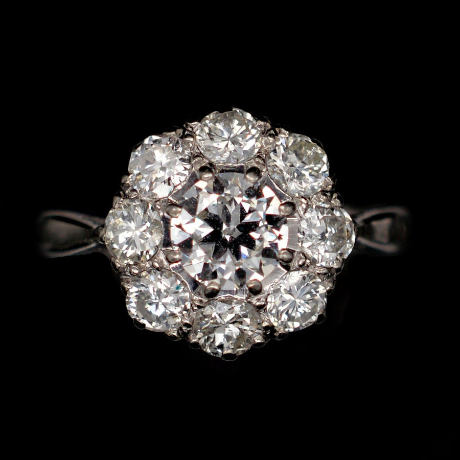 Art Deco Platinum and Diamond Cluster Ring | Parkin and Gerrish | Antique & Vintage Jewellery