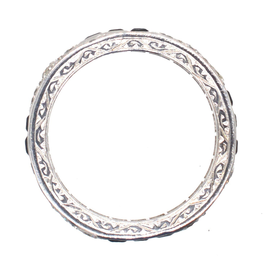 Art Deco Platinum Sapphire and Diamond Eternity Ring | Parkin and Gerrish | Antique & Vintage Jewellery