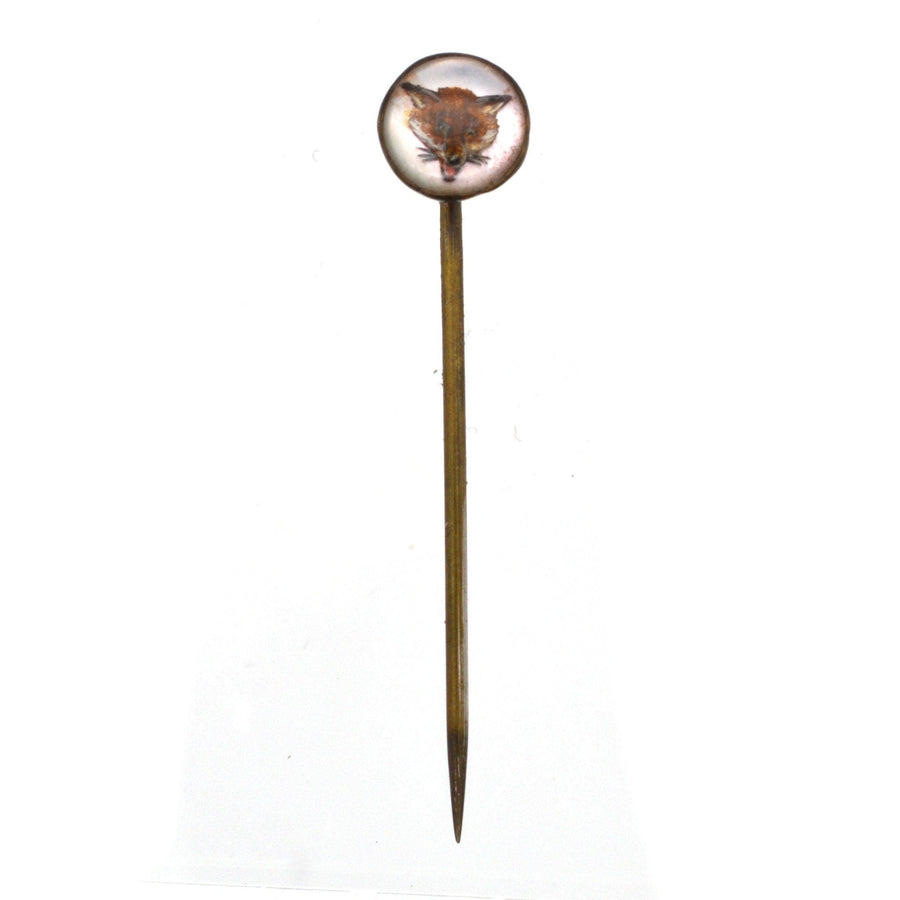 Art Deco Reverse Intaglio Paste Tie Pin of Fox | Parkin and Gerrish | Antique & Vintage Jewellery