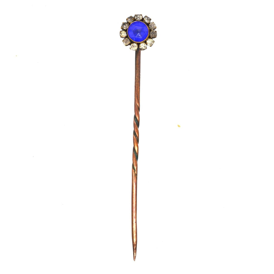 Art Deco Rose Cut Blue "Sapphire" and White Paste Tie Pin | Parkin and Gerrish | Antique & Vintage Jewellery