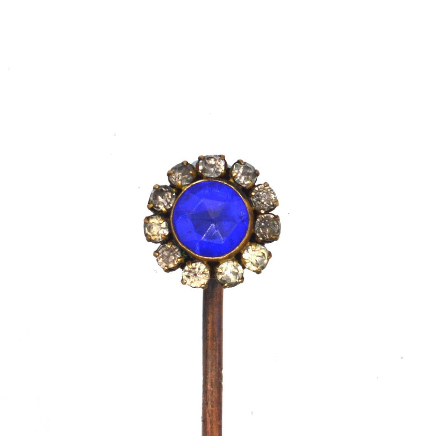 Art Deco Rose Cut Blue "Sapphire" and White Paste Tie Pin | Parkin and Gerrish | Antique & Vintage Jewellery
