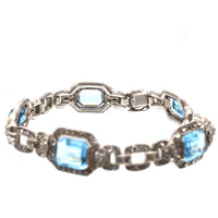 Art Deco Silver Blue and White Paste Bracelet | Parkin and Gerrish (UK)