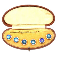 Art Deco Silver Gilt, Black Mother of Pearl and Paste Dress Set Buttons in Original Case | Parkin and Gerrish (UK)