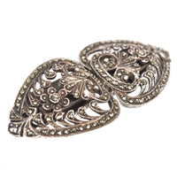 Art Deco Silver & Marcasite Double Clip Brooch | Parkin and Gerrish (UK)