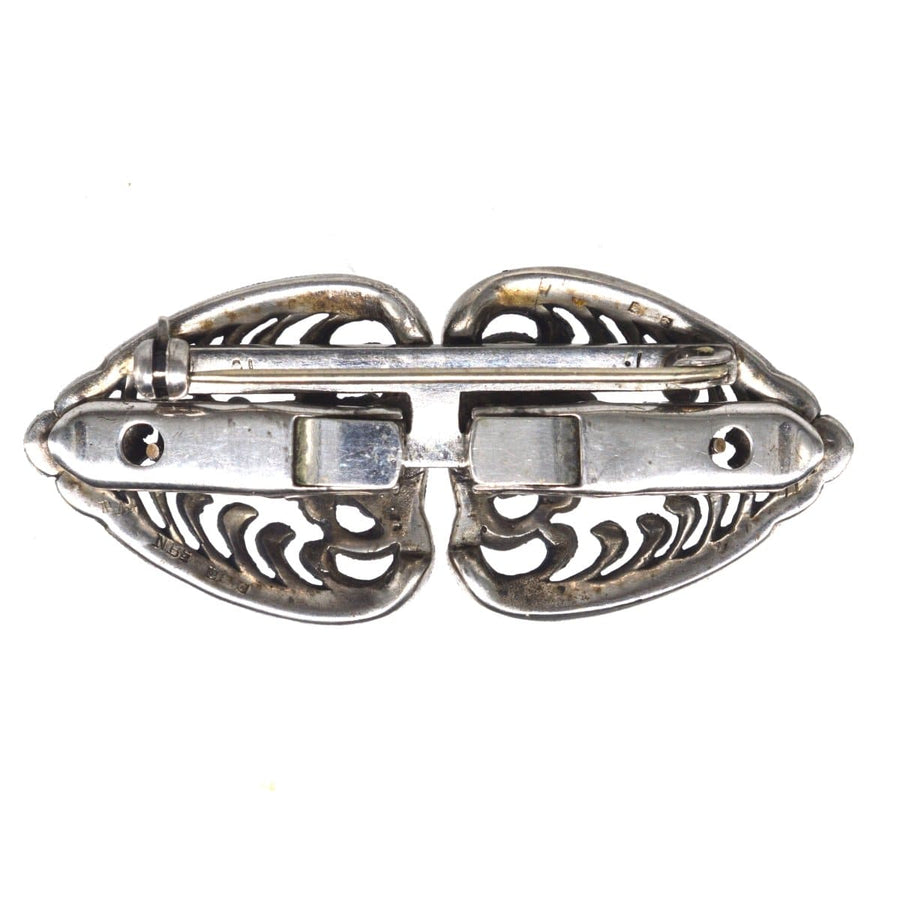 Art Deco Silver & Marcasite Double Clip Brooch | Parkin and Gerrish | Antique & Vintage Jewellery