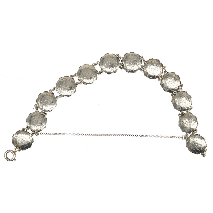 Art Deco Silver White "Diamond" Paste Cluster Bracelet | Parkin and Gerrish | Antique & Vintage Jewellery