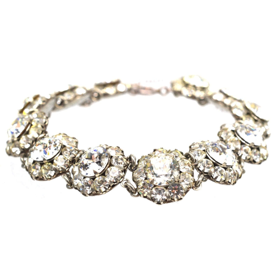 Art Deco Silver White "Diamond" Paste Cluster Bracelet | Parkin and Gerrish | Antique & Vintage Jewellery