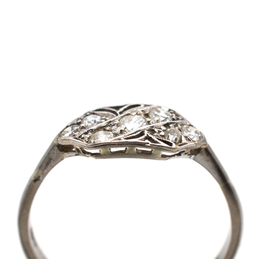 Art Nouveau 18ct White Gold & Platinum, Diamond Ring | Parkin and Gerrish | Antique & Vintage Jewellery