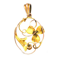 Art Nouveau 9ct Gold Floral Pendant with a Sapphire | Parkin and Gerrish (UK)