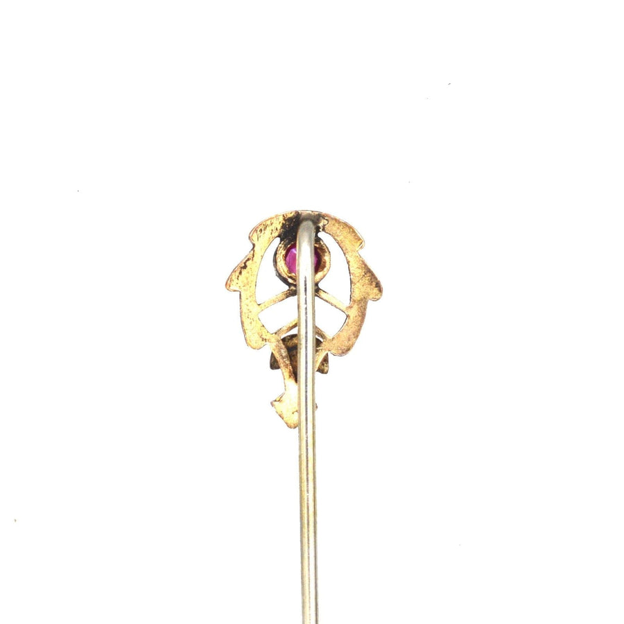 Art Nouveau 9ct Two Colour Gold and Ruby Tie Pin | Parkin and Gerrish | Antique & Vintage Jewellery