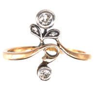 Austro - Hungarian Art Nouveau Silver & 14ct Gold and Diamond Flower Ring | Parkin and Gerrish (UK)