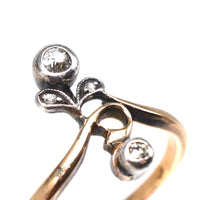 Austro - Hungarian Art Nouveau Silver & 14ct Gold and Diamond Flower Ring | Parkin and Gerrish (UK)