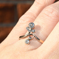 Austro - Hungarian Art Nouveau Silver & 14ct Gold and Diamond Flower Ring | Parkin and Gerrish (UK)