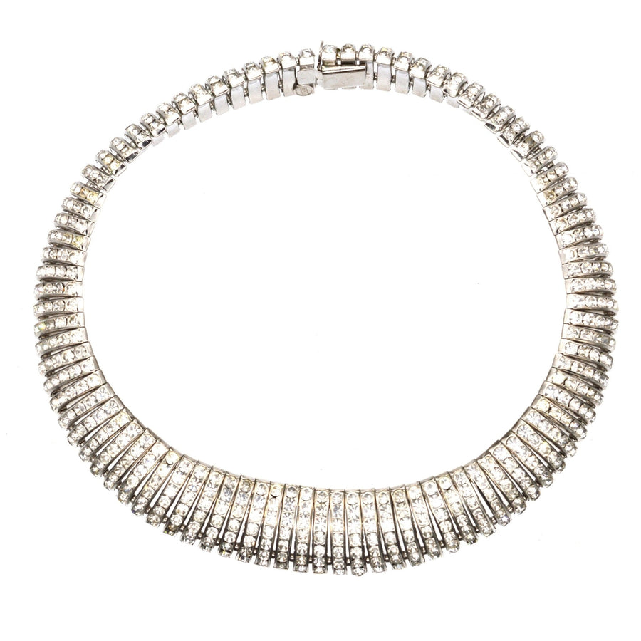 Butler and Wilson Silver-tone 1980s Wide Crystal Diamante Chocker Necklace | Parkin and Gerrish | Antique & Vintage Jewellery
