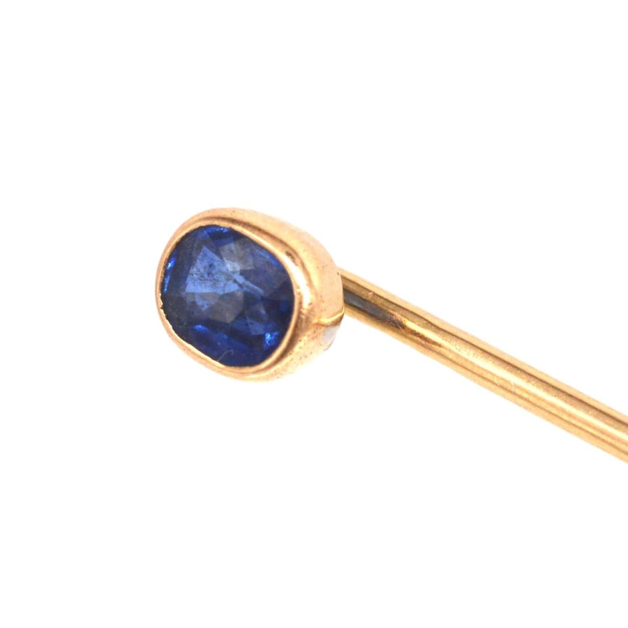 Early 20th Century Austro-Hungarian 14ct Gold Sapphire Tie Pin | Parkin and Gerrish | Antique & Vintage Jewellery