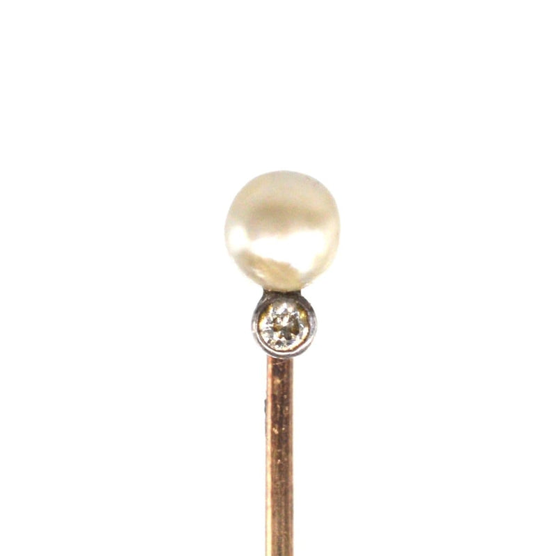 Épingle à cravate édouardienne en or 14 carats, perles et diamants
