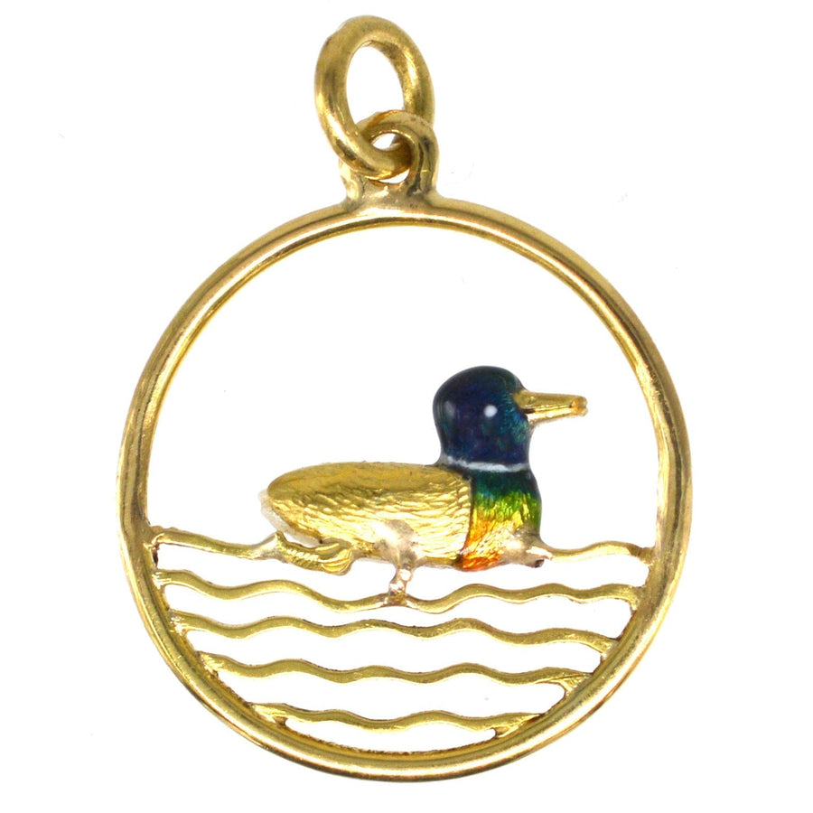 Edwardian 15ct Gold Duck Pendant with Baroque Pearl and Enamel | Parkin and Gerrish | Antique & Vintage Jewellery