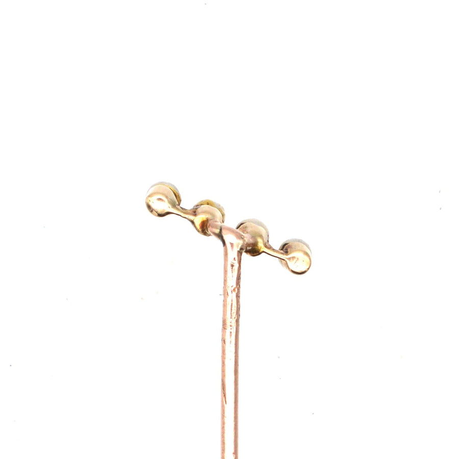 Edwardian 15ct Gold Four Natural Pearl Tie Pin | Parkin and Gerrish | Antique & Vintage Jewellery