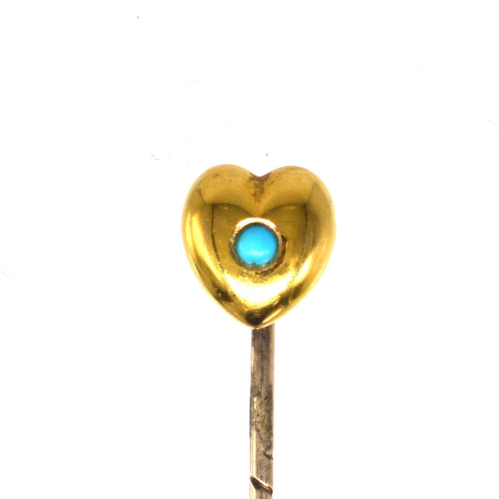 Edwardian 15ct Gold Heart Turquoise Tie Pin | Parkin and Gerrish | Antique & Vintage Jewellery