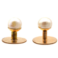 Edwardian 15ct Gold Natural Pearl Dress Studs in Original Case by Fredrick Dixon of St Molton Street | Parkin and Gerrish (UK)