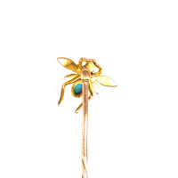 Edwardian 15ct Gold, Pearl and Turquoise Bug Tie Pin | Parkin and Gerrish (UK)