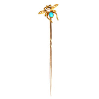 Edwardian 15ct Gold, Pearl and Turquoise Bug Tie Pin | Parkin and Gerrish (UK)