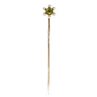 Edwardian 15ct Gold Peridot and Pearl Tie Pin | Parkin and Gerrish (UK)