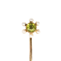 Edwardian 15ct Gold Peridot and Pearl Tie Pin | Parkin and Gerrish (UK)