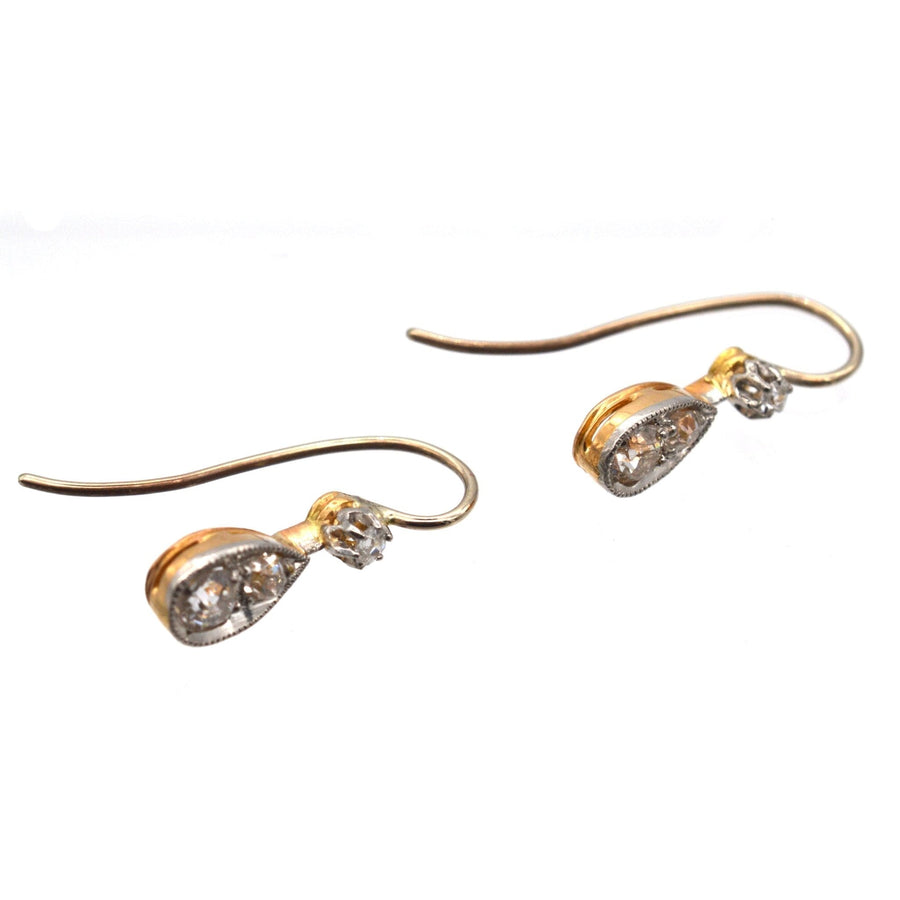 Edwardian 15ct Gold & Platinum, Old Cut Diamond Drop Earrings | Parkin and Gerrish | Antique & Vintage Jewellery