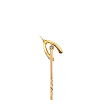 Edwardian 15ct Gold, Seed pearls & Diamond Wishbone Tie Pin | Parkin and Gerrish (UK)
