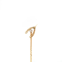 Edwardian 15ct Gold, Seed pearls & Diamond Wishbone Tie Pin | Parkin and Gerrish (UK)