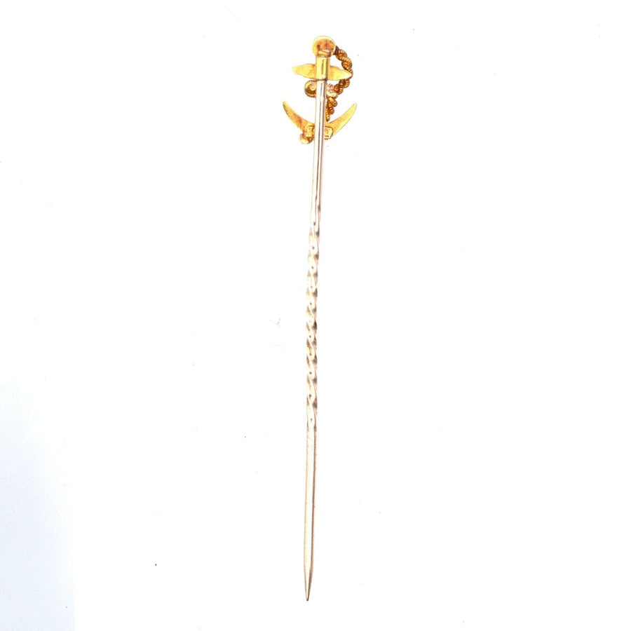Edwardian 15ct Gold Ship Anchor and Rope Tie Pin | Parkin and Gerrish | Antique & Vintage Jewellery