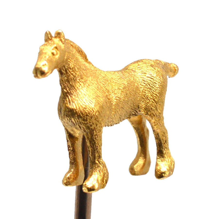 Edwardian 15ct Gold Show Shire Horse Tie Pin | Parkin and Gerrish | Antique & Vintage Jewellery