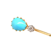 Edwardian 15ct Gold Turquoise and Diamond Tie Pin | Parkin and Gerrish (UK)