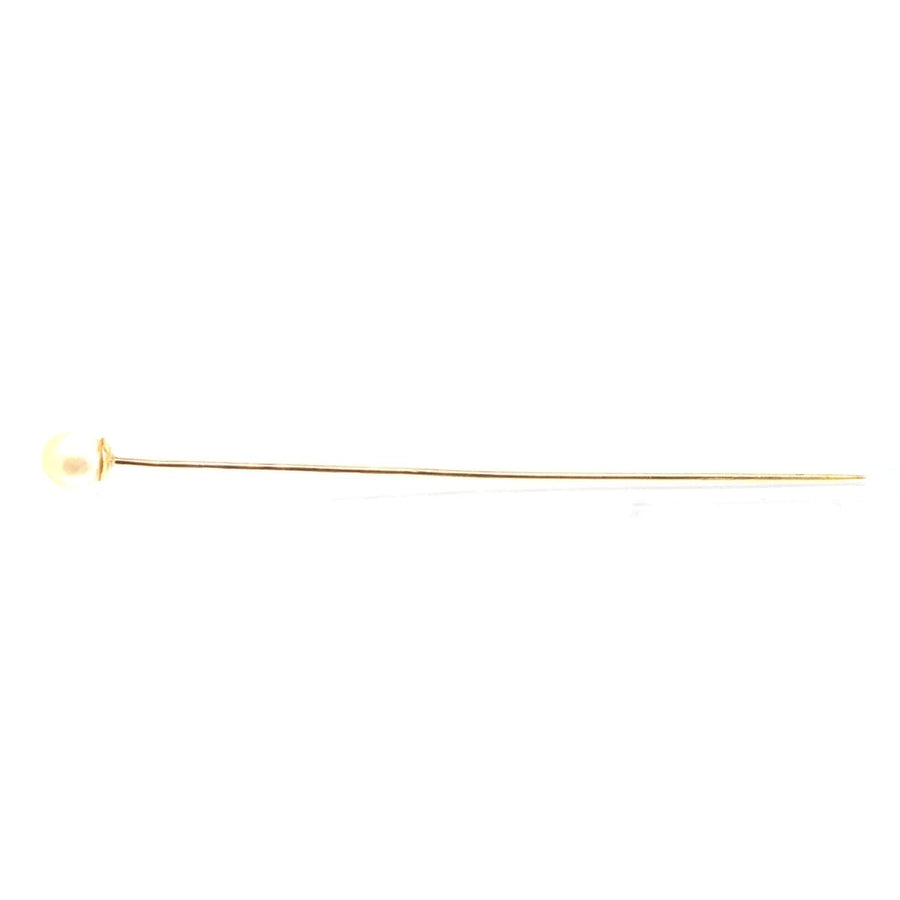 Edwardian 18ct Gold Certificated Natural Saltwater Pearl Tie Pin | Parkin and Gerrish | Antique & Vintage Jewellery