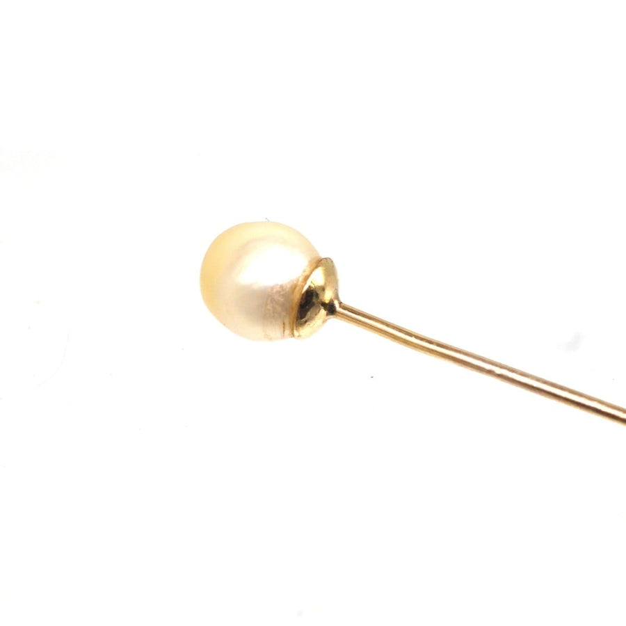 Edwardian 18ct Gold Certificated Natural Saltwater Pearl Tie Pin | Parkin and Gerrish | Antique & Vintage Jewellery