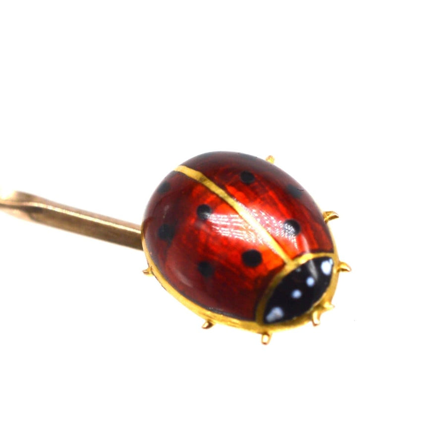 Edwardian 18ct Gold & Enamel Ladybird Bug Tie Pin | Parkin and Gerrish | Antique & Vintage Jewellery