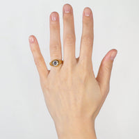 Edwardian 18ct Gold, Old Mine Cut Diamond and Sapphire Cluster Ring | Parkin and Gerrish (UK)