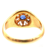 Edwardian 18ct Gold, Old Mine Cut Diamond and Sapphire Cluster Ring | Parkin and Gerrish (UK)