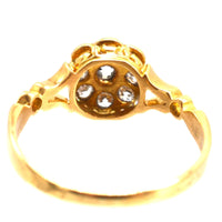 Edwardian 18ct Gold Old Mine Cut Diamond Cluster Ring with Decorated Shoulders | Parkin and Gerrish (UK)