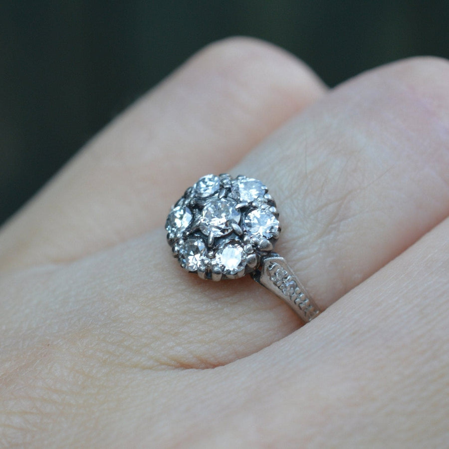 Edwardian 18ct Gold Platinum Diamond Cluster Ring – Parkin and