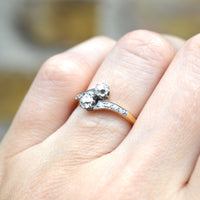 Edwardian 18ct Gold & Platinum, Two Stone Diamond 'Toi et Moi' Crossover Ring | Parkin and Gerrish (UK)